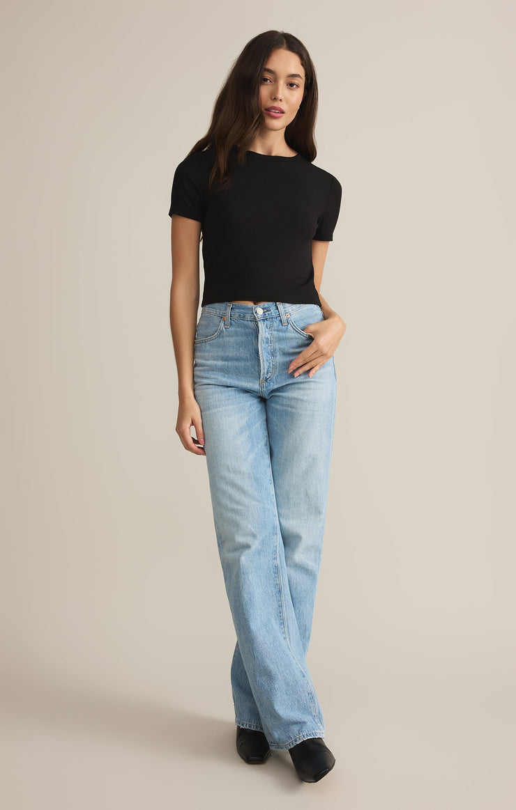 Tops Second Skin Cropped Tee Black