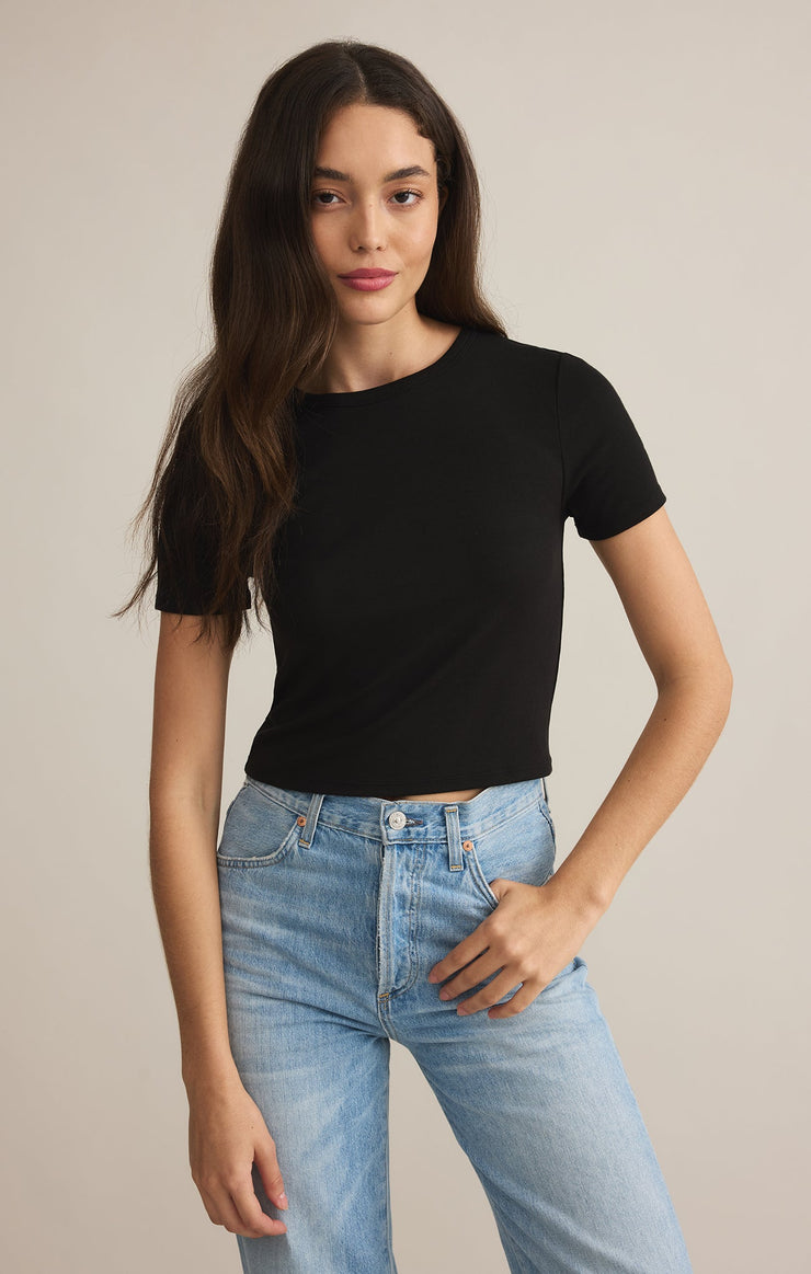 Tops Second Skin Cropped Tee Black