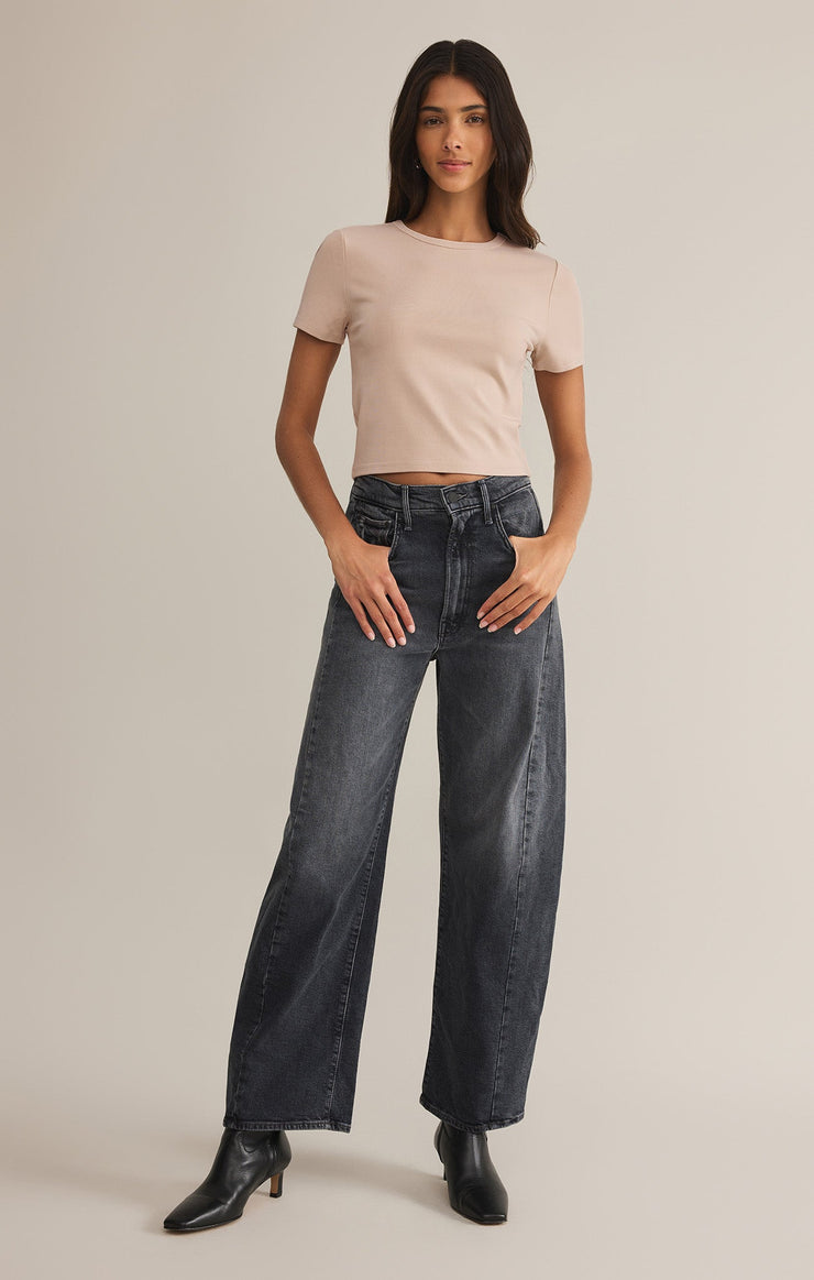 Tops Second Skin Cropped Tee Parchment