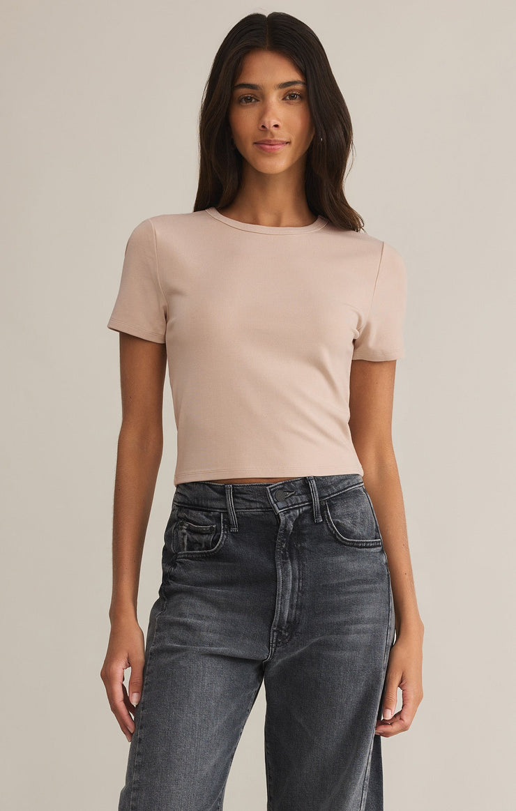 Tops Second Skin Cropped Tee Parchment