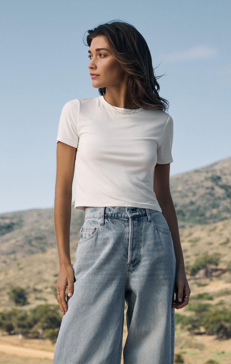 Tops Second Skin Cropped Tee White