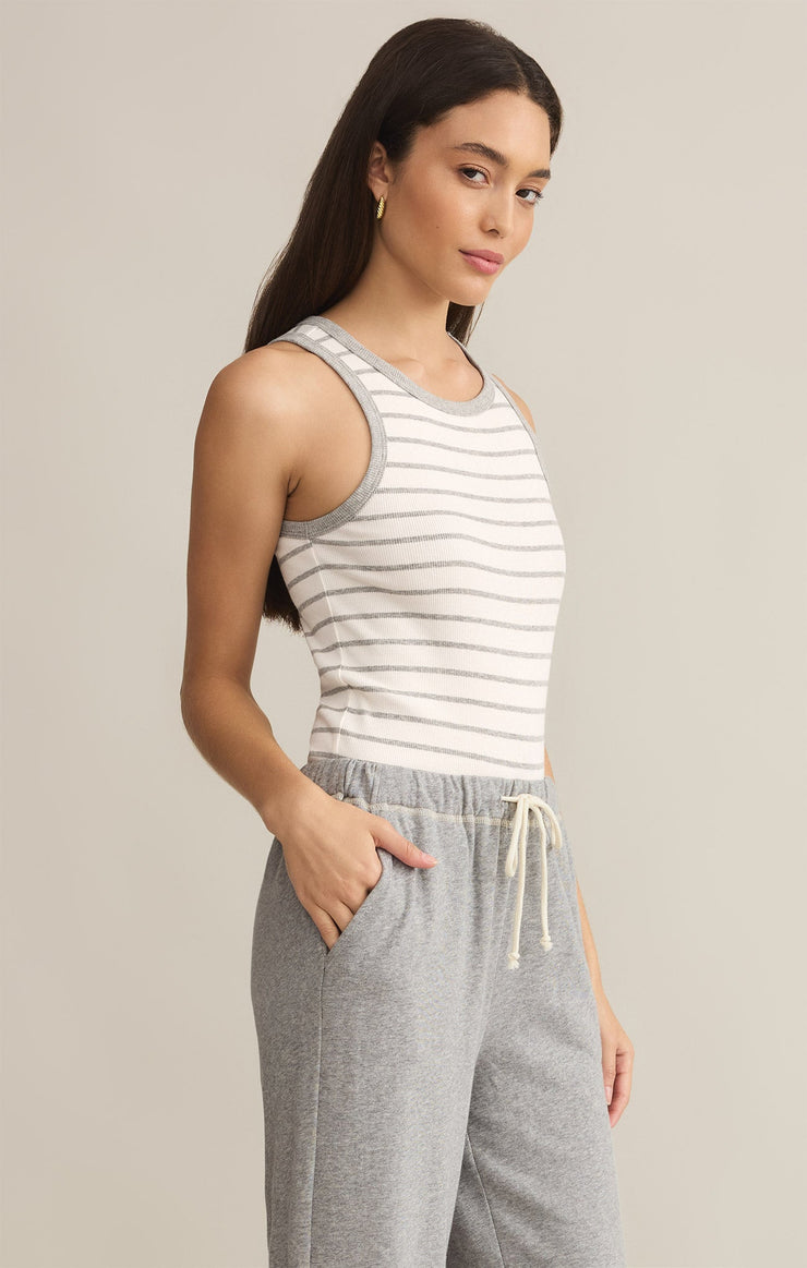 Tops Hadley Striped Tank Classic Heather Grey