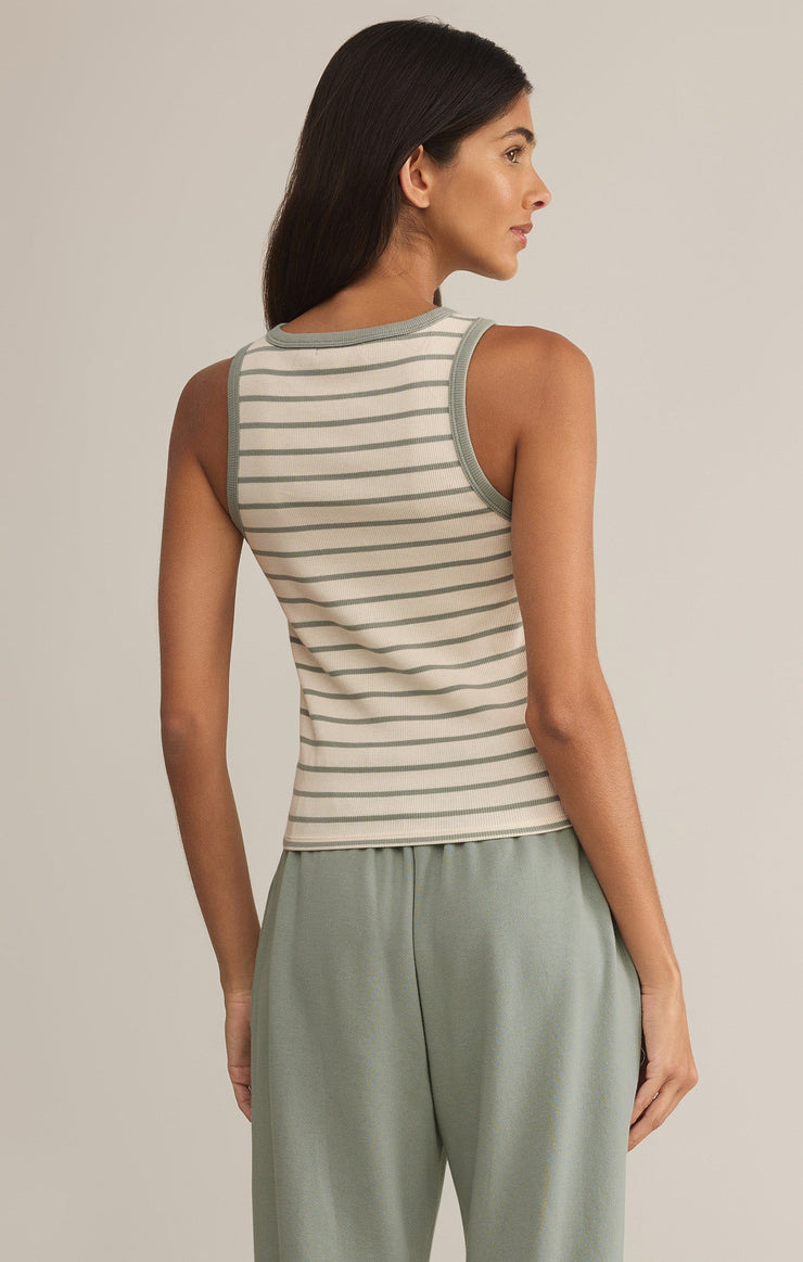 Tops Hadley Striped Tank Sage Green