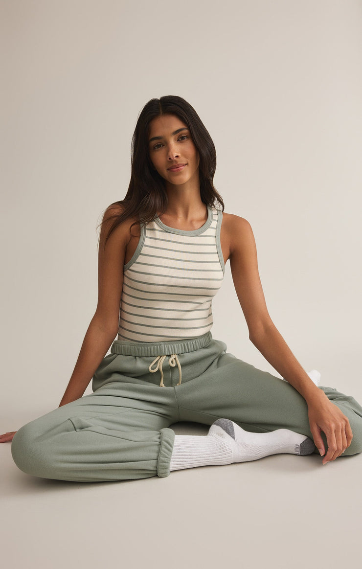 Tops Hadley Striped Tank Sage Green