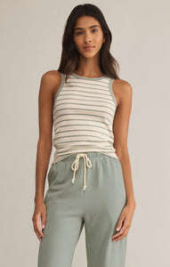 TopsHadley Striped Tank Sage Green