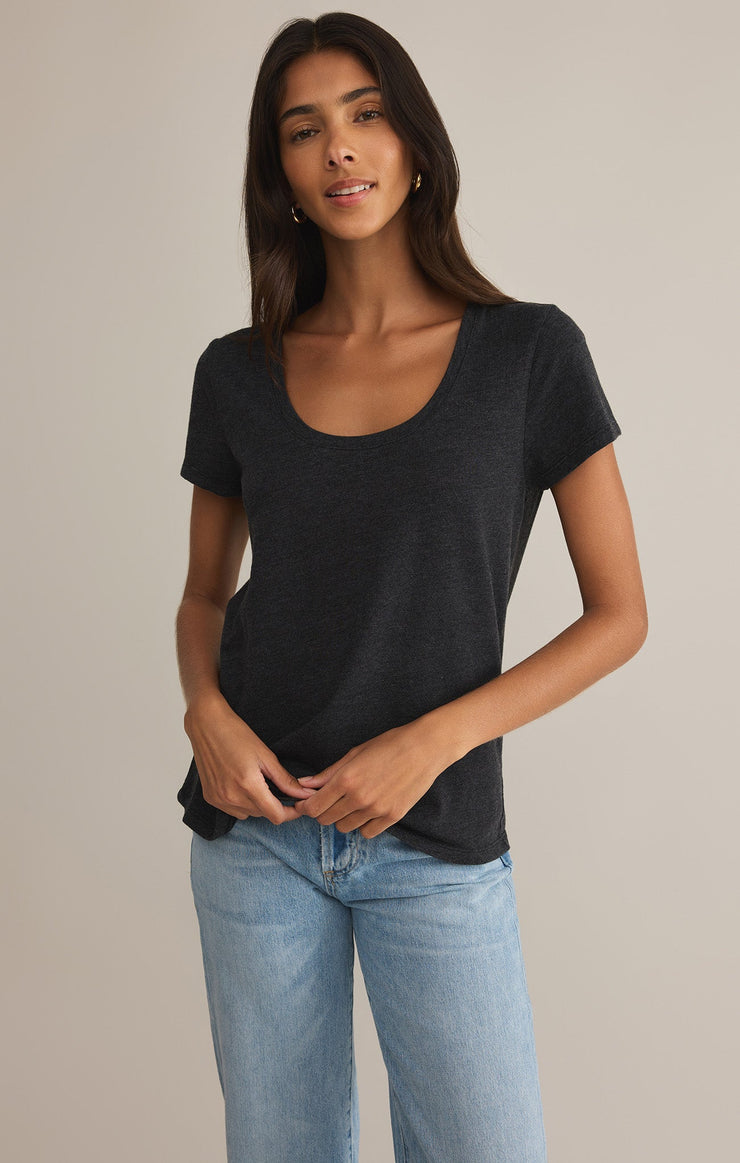 Tops Anywhere Scoop Neck Tee Black