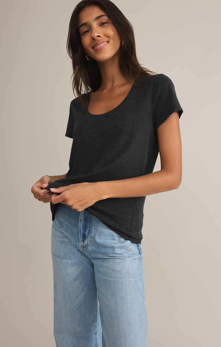 Tops Anywhere Scoop Neck Tee Black