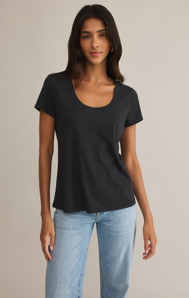 Tops Anywhere Scoop Neck Tee Black