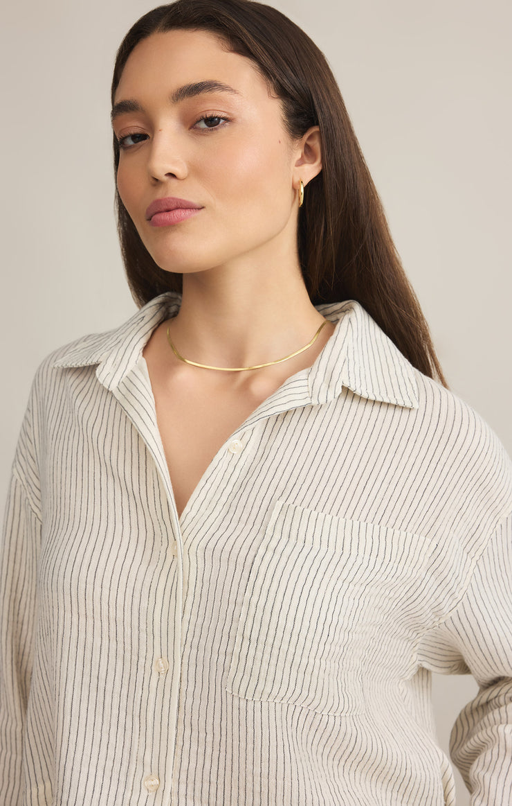 Tops Del Mar Cotton Gauze Striped Shirt Del Mar Cotton Gauze Striped Shirt