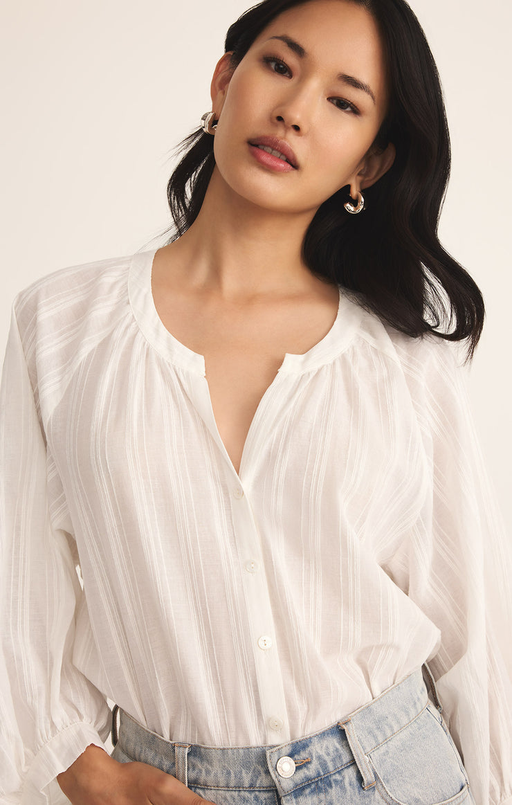 Tops Wren Button Up Top White