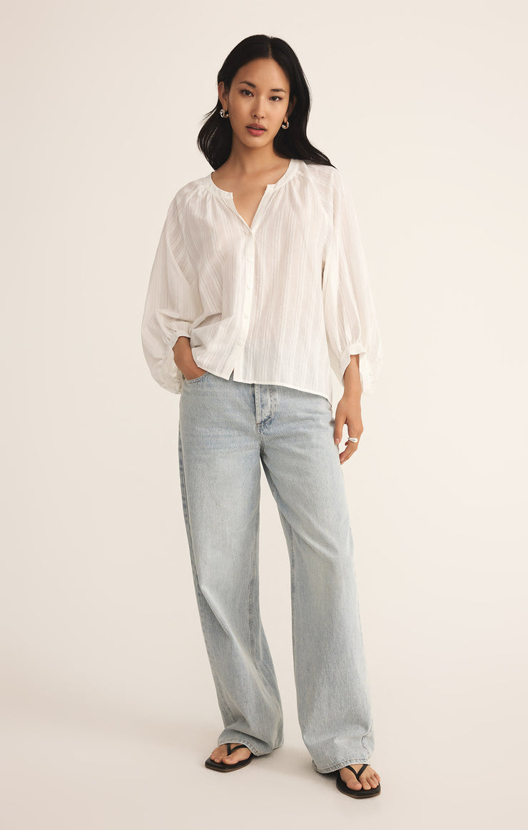 Tops Wren Button Up Top White