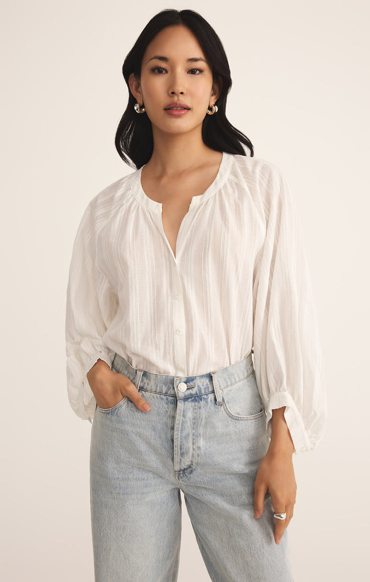 Tops Wren Button Up Top White