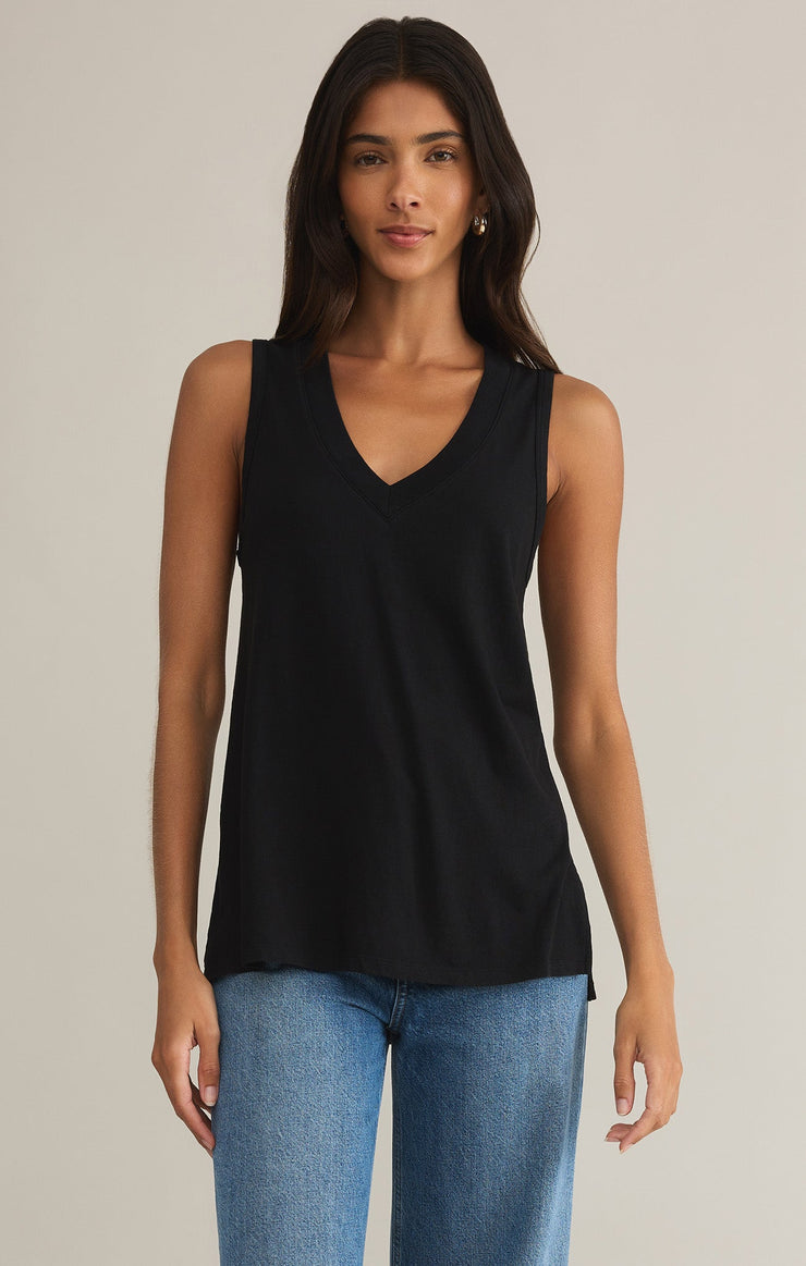 Tops Californian V-Neck Tank Black