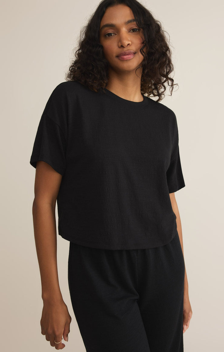 Tops Sway Textured Slub Cropped Tee Sway Textured Slub Cropped Tee