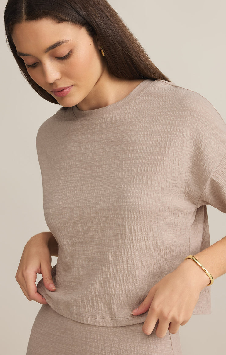 Tops Sway Textured Slub Cropped Tee Parchment