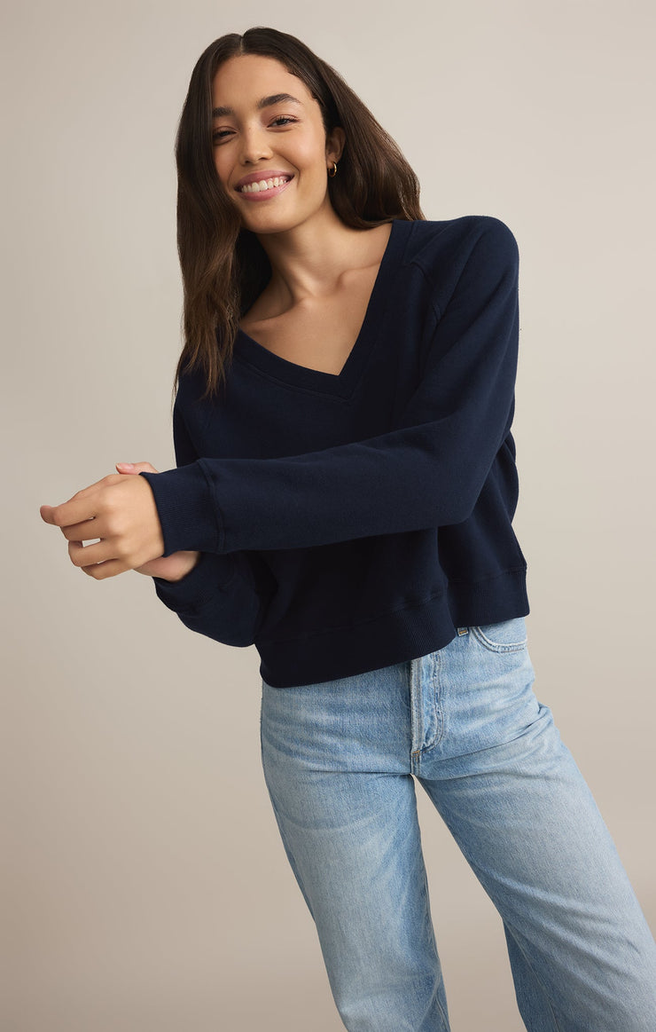 Tops Avenue V-Neck Sweatshirt Eclipse