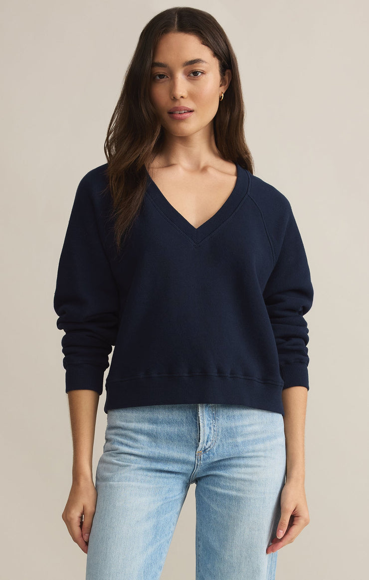 Tops Avenue V-Neck Sweatshirt Eclipse