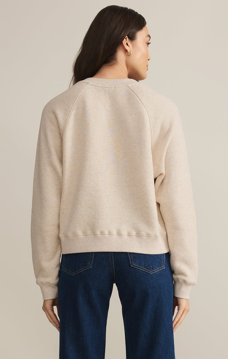 Tops Avenue V-Neck Sweatshirt Light Oatmeal Heather