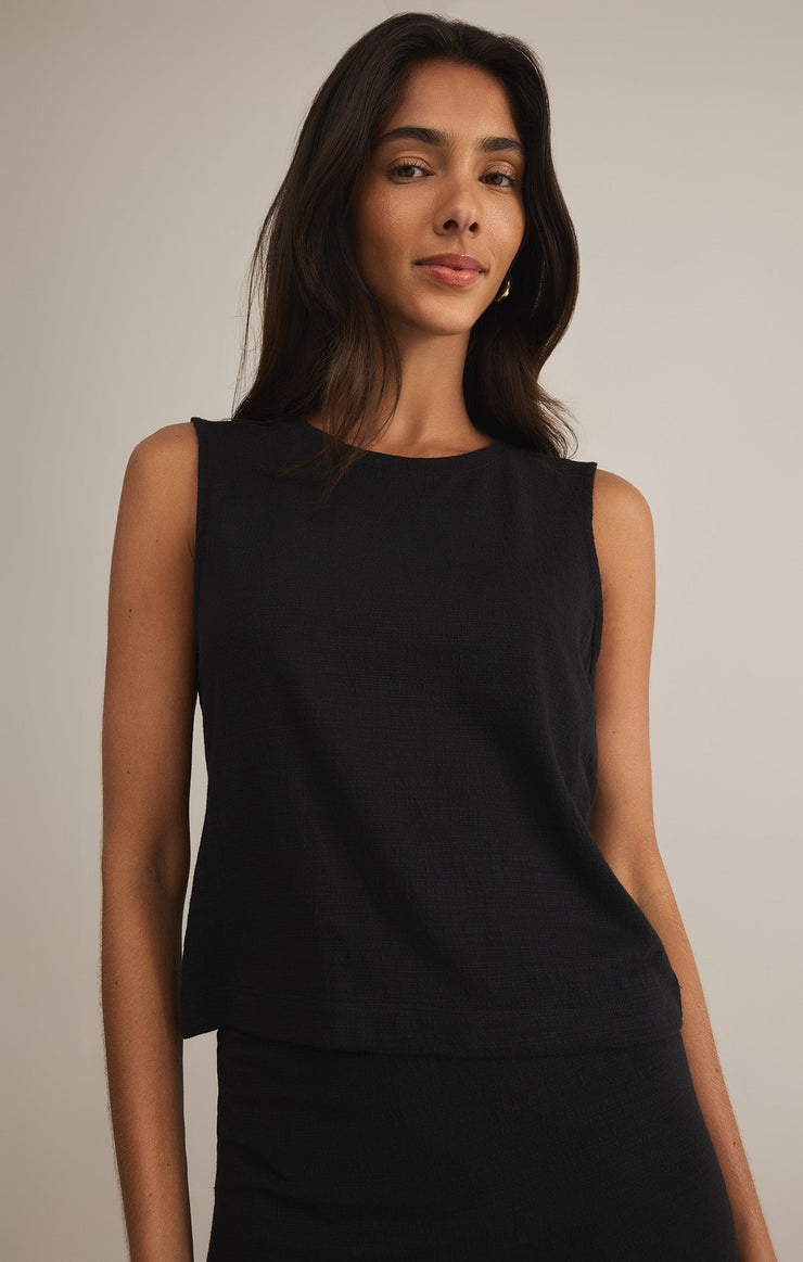 Tops Sloane Textured Slub Top Black