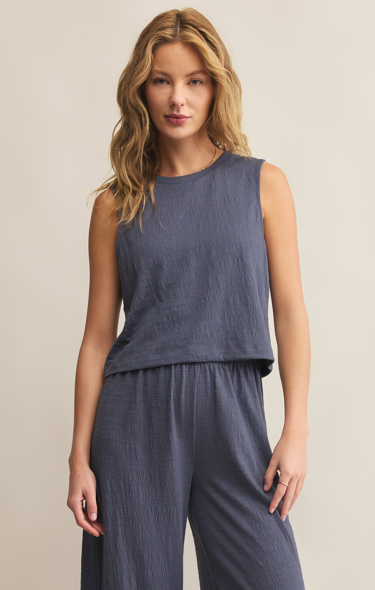 Tops Sloane Textured Slub Top Worn Blue