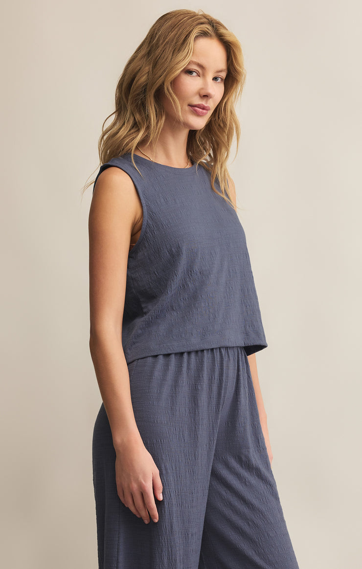 Tops Sloane Textured Slub Top Worn Blue