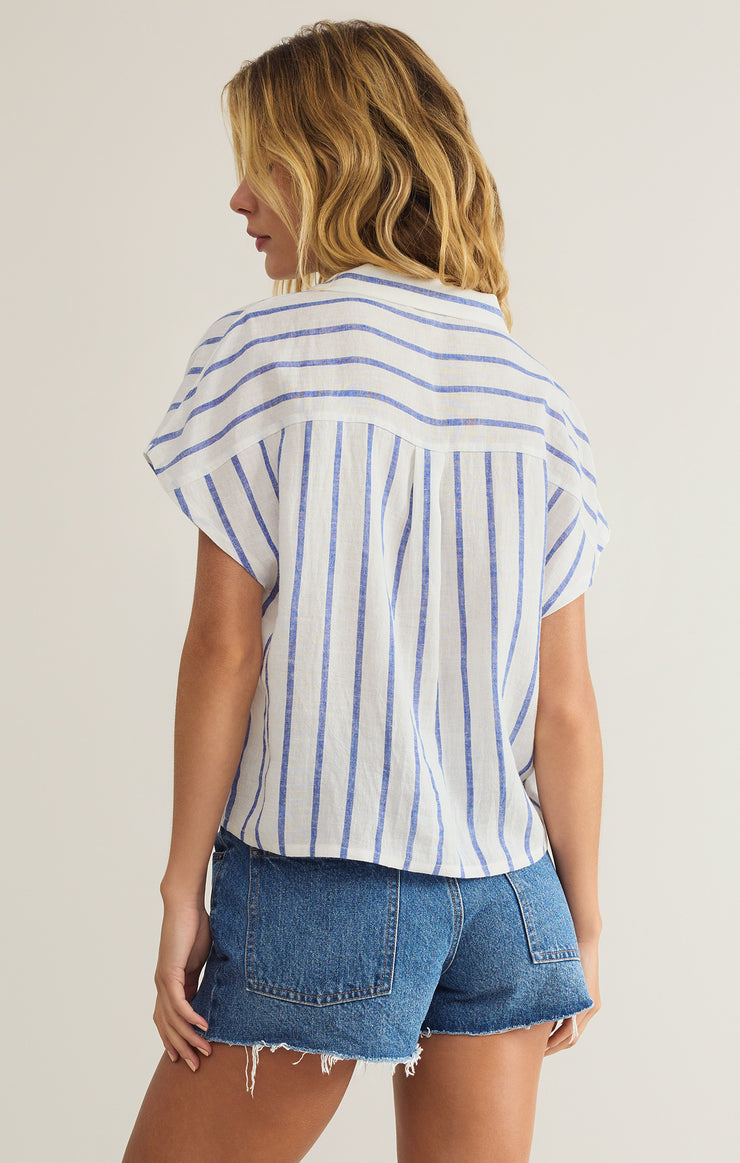 Tops Parallel Button Down Top Palace Blue