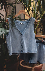 TopsSolace V-Neck Jersey Denim Tank Solace V-Neck Jersey Denim Tank