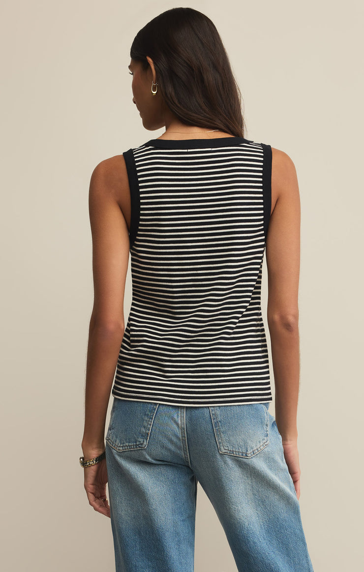 Tops Elin Stripe Rib Tank Black