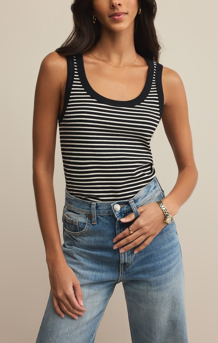 Tops Elin Stripe Rib Tank Black