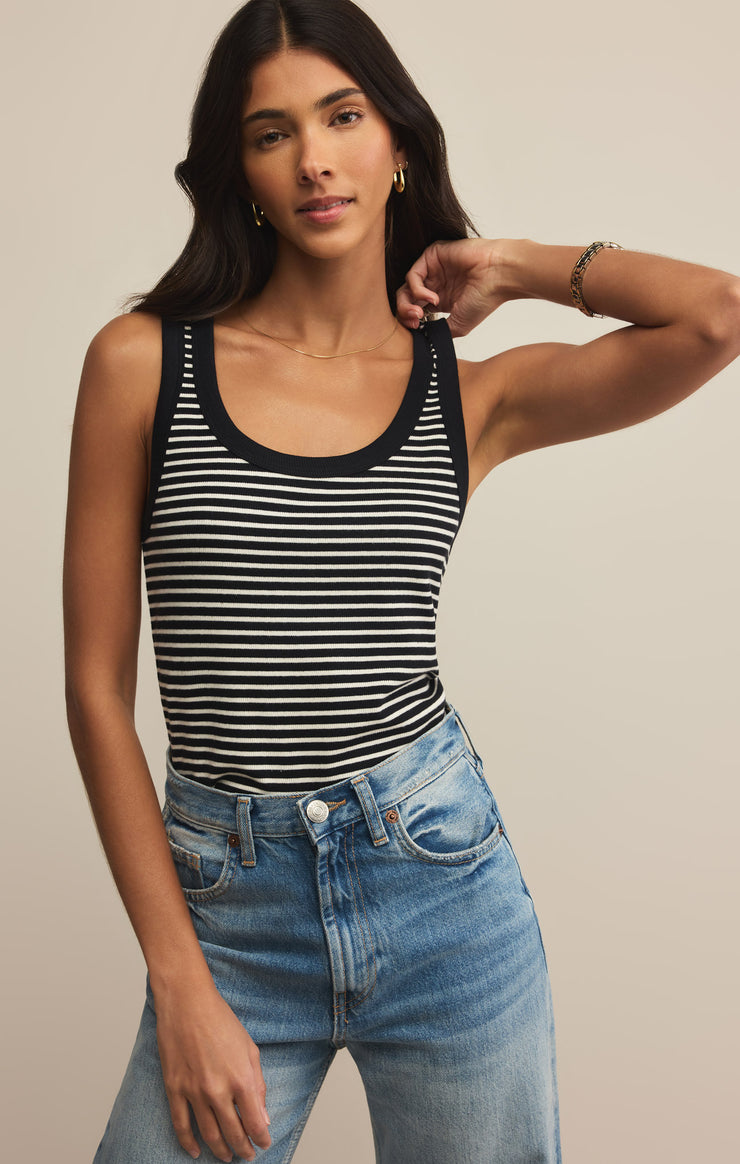 Tops Elin Stripe Rib Tank Black