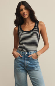 TopsElin Stripe Rib Tank Black