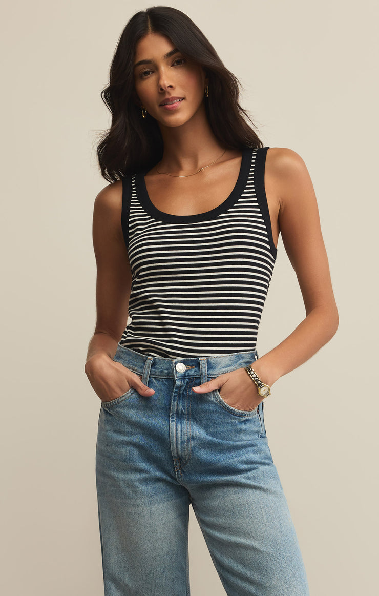 Tops Elin Stripe Rib Tank Black