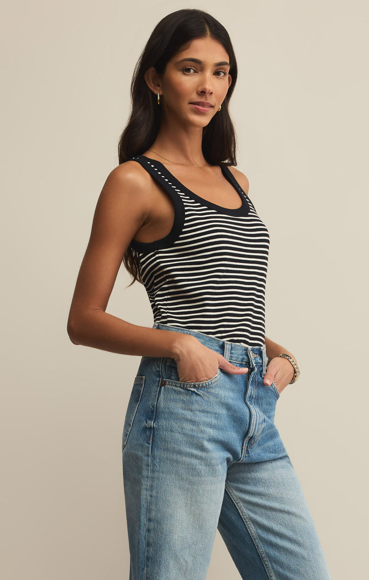 Tops Elin Stripe Rib Tank Black