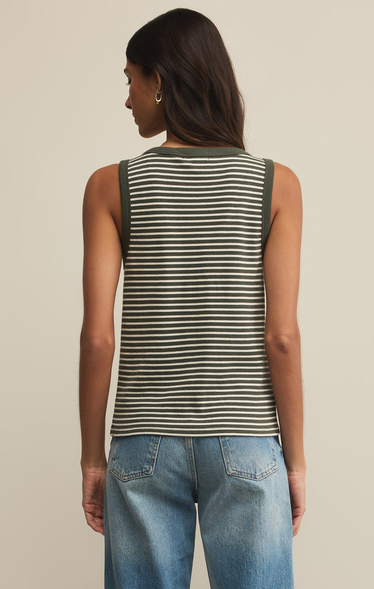 Tops Elin Stripe Rib Tank Dark Agave