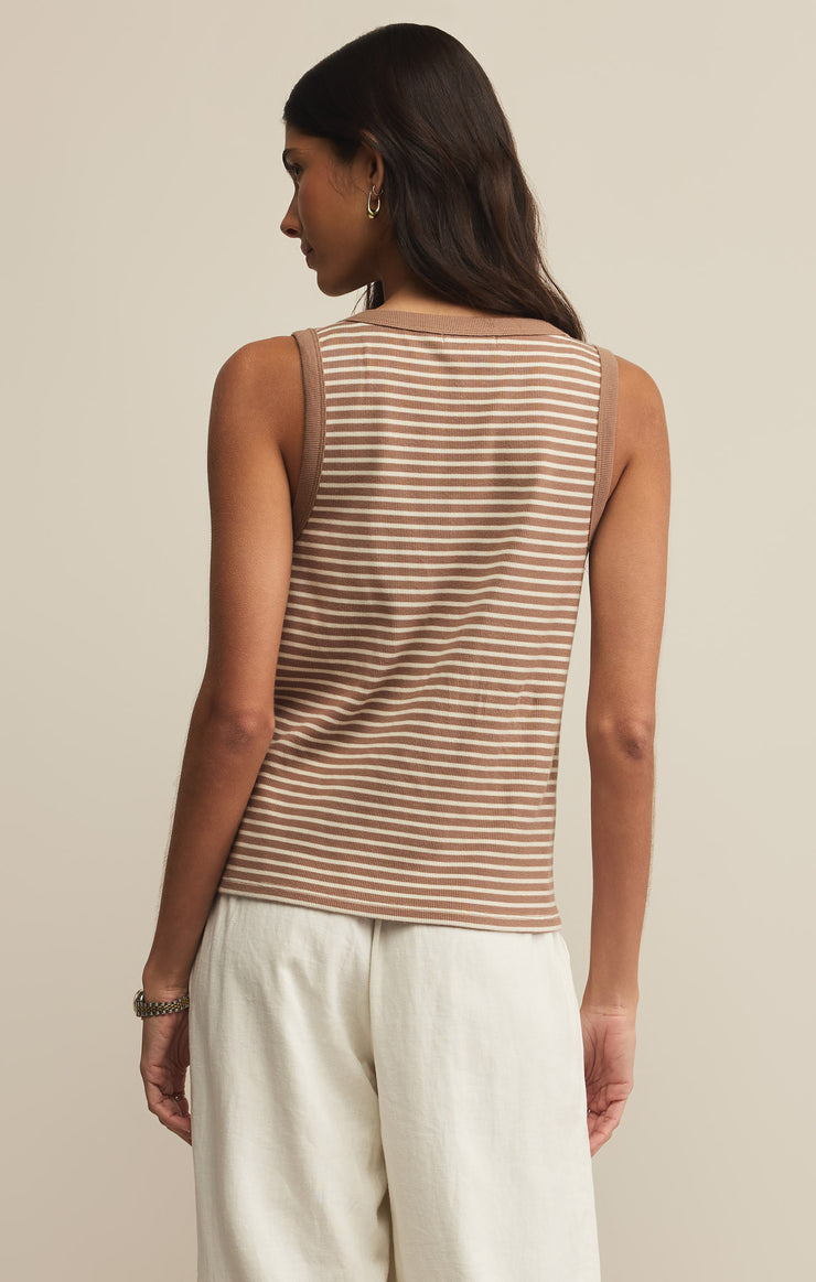 Tops Elin Stripe Rib Tank Iced Coffee