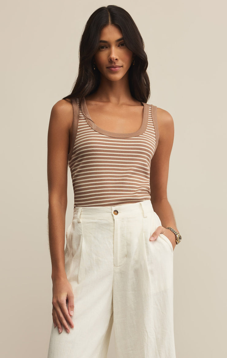 Tops Elin Stripe Rib Tank Iced Coffee