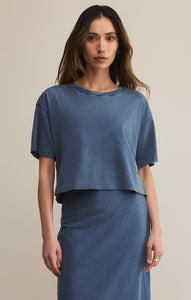 TopsOn The Go Jersey Denim Tee Vintage Indigo
