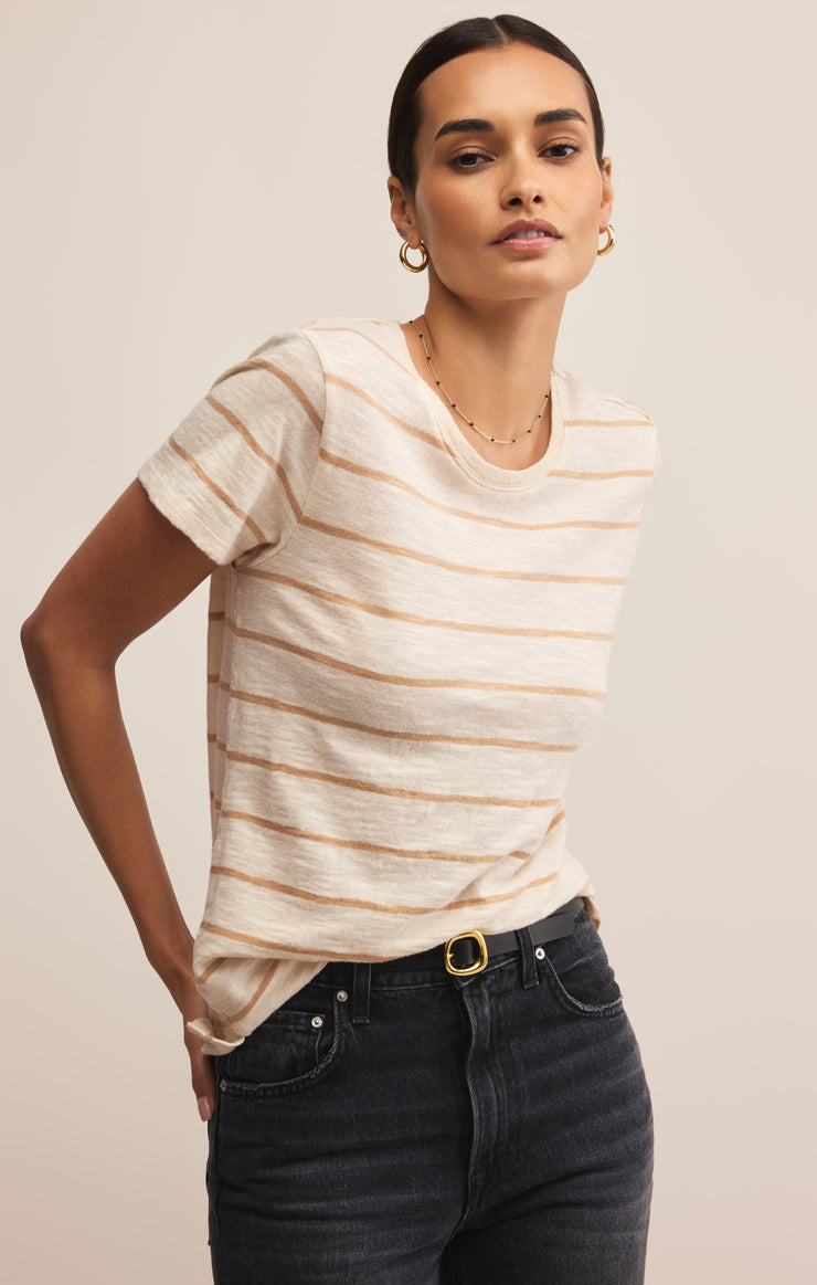 Tops Foundation Premium Striped Tee Biscuit