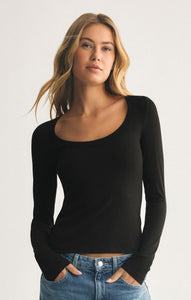 TopsSecond Skin Scoop Neck Top Black