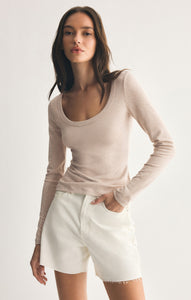 TopsSecond Skin Scoop Neck Top Oatmeal Heather