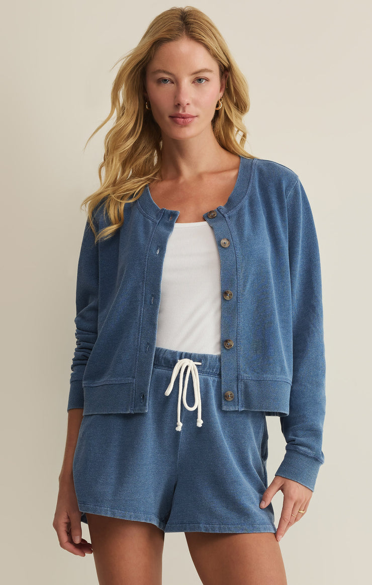 Tops Daily Knit Denim Cardigan Calypso Blue Indigo