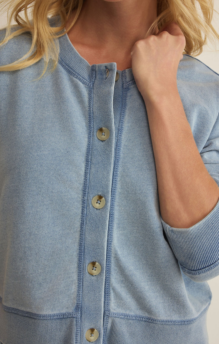 Tops Daily Knit Denim Cardigan Ocean Air Indigo