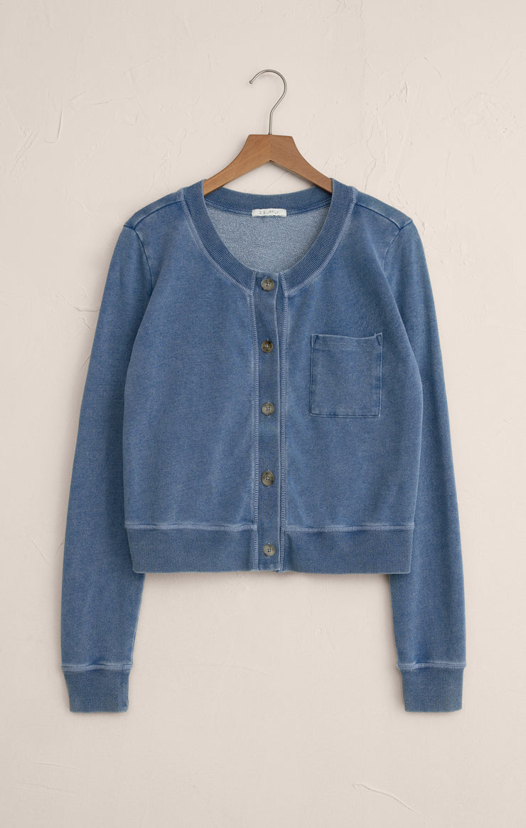 Tops Daily Knit Denim Cardigan Vintage Indigo