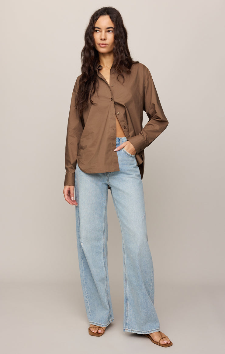 Elevated Poplin Button Up Top