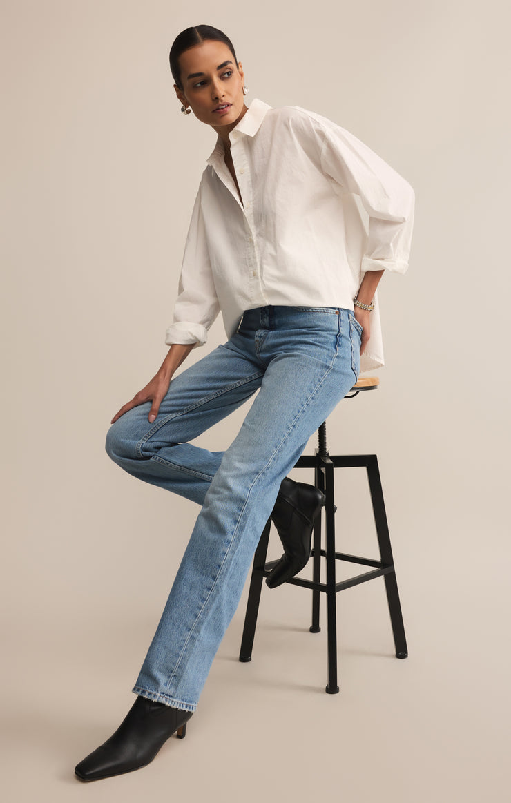 Tops Elevated Poplin Button Up Top Elevated Poplin Button Up Top