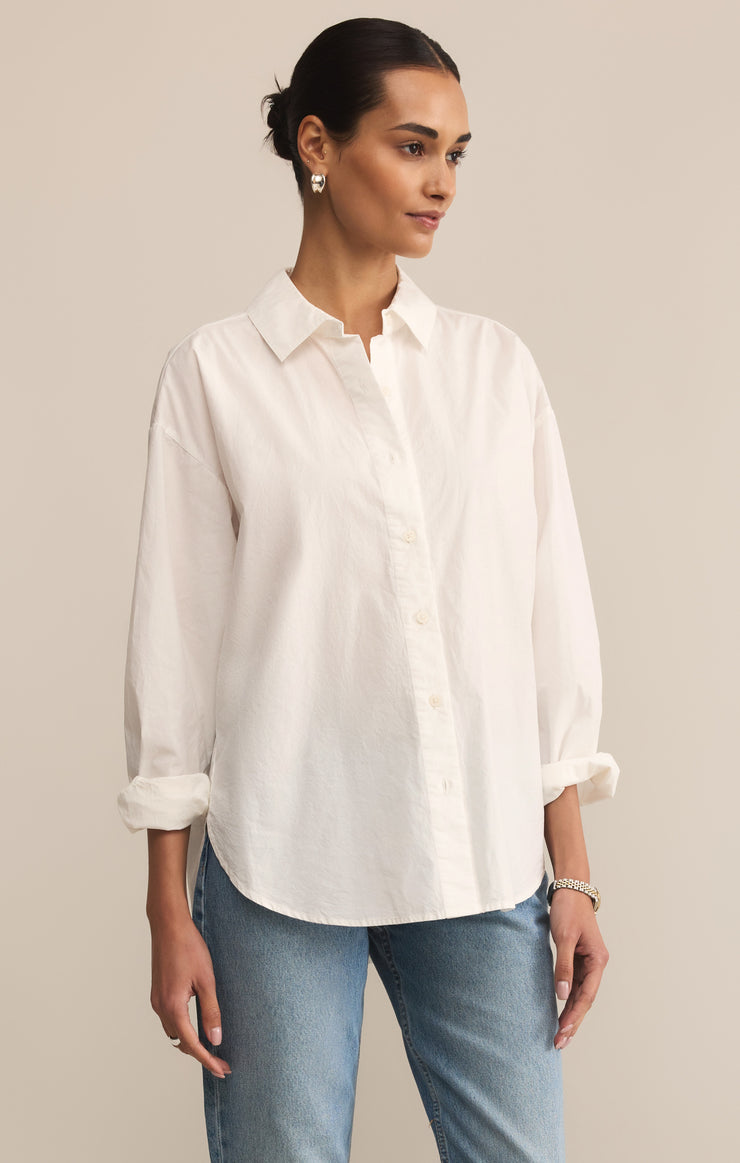 Tops Elevated Poplin Button Up Top Elevated Poplin Button Up Top