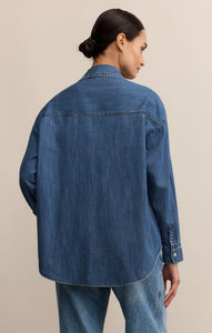 TopsAtwood Lightweight Denim Button Up Medium Indigo