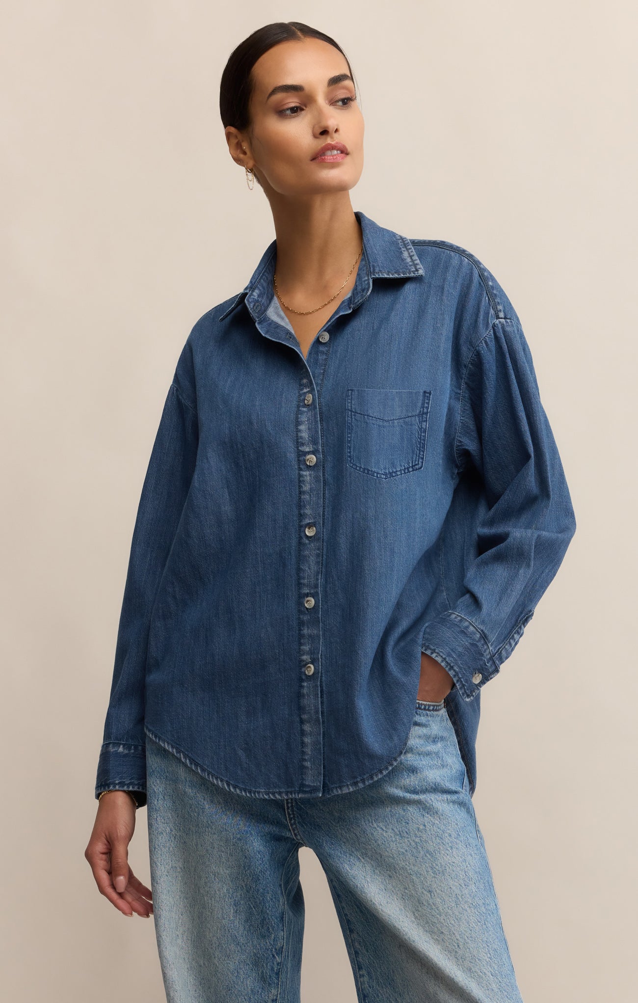 トップス Fatigue Shirt - Denim Twill Shirting Clampdown Chambray Work Shirt