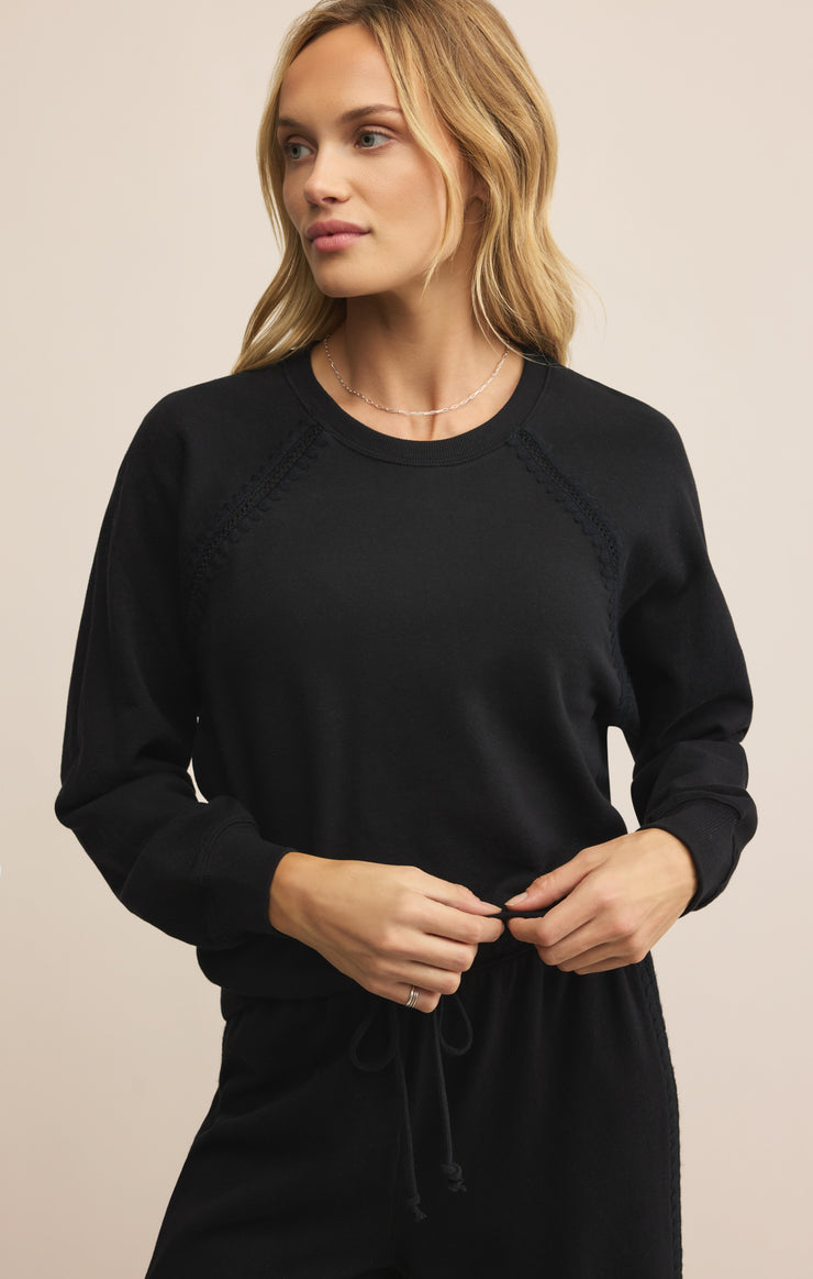 Tops All Around Embroidered Sweatshirt Black