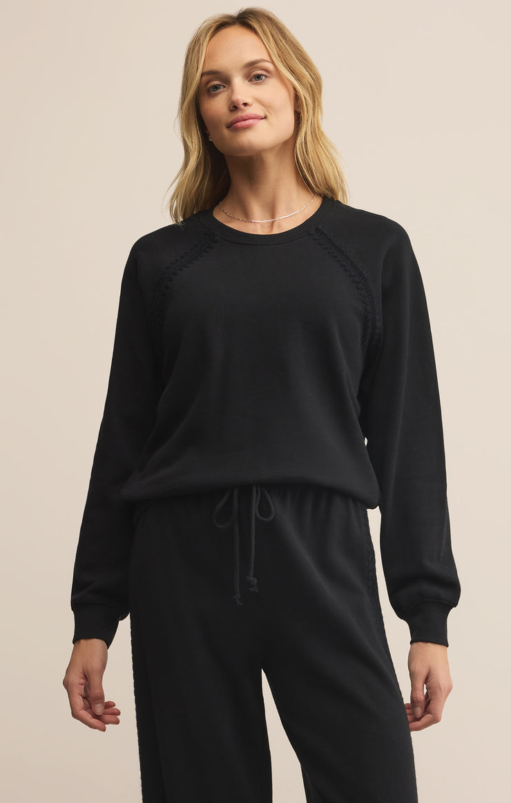 Tops All Around Embroidered Sweatshirt Black
